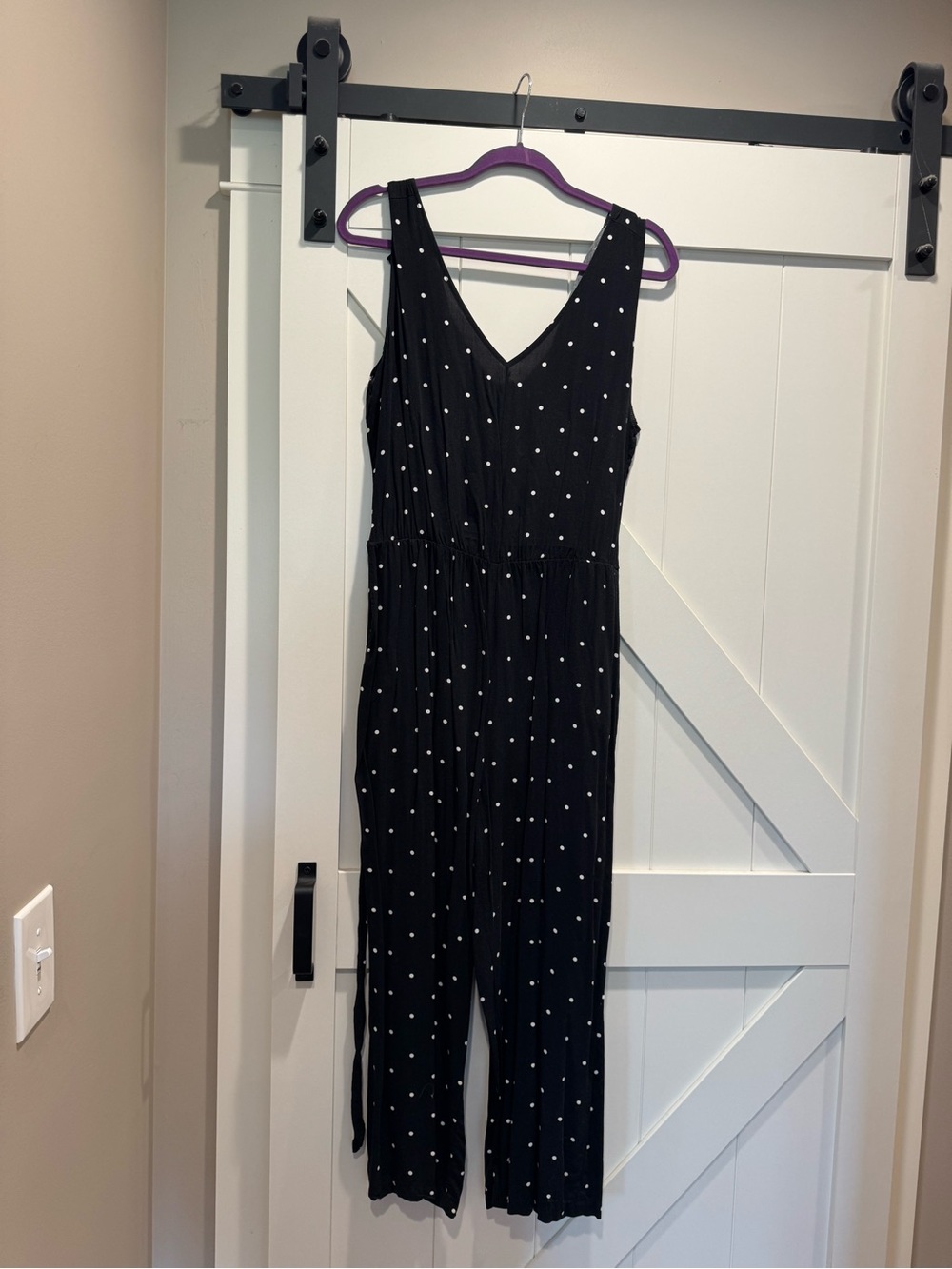 Old Navy Black Polka Dot V-Neck Jumpsuit